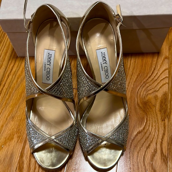 Jimmy Choo Shoes - Jimmy Choo gold glitter sandal size 40